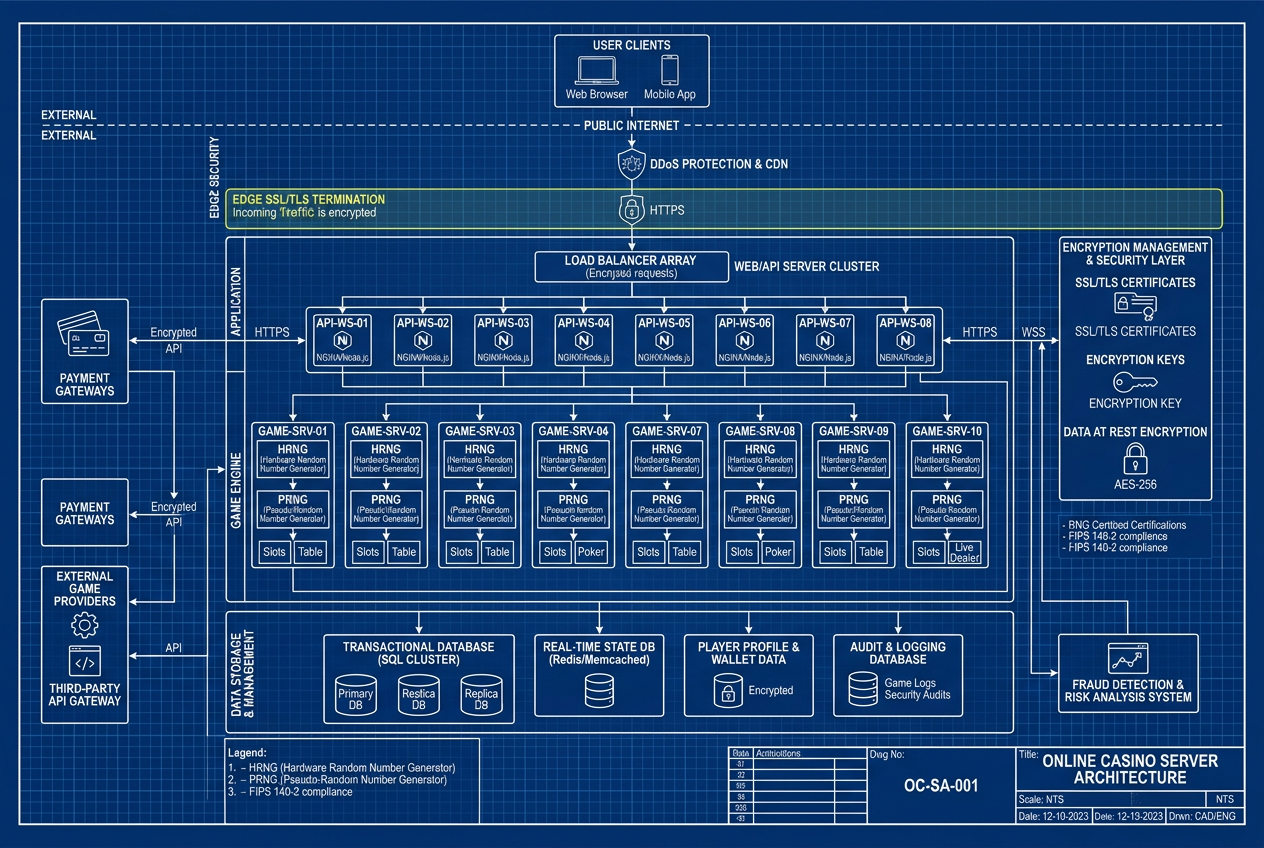 Technický diagram infrastruktury německého casina