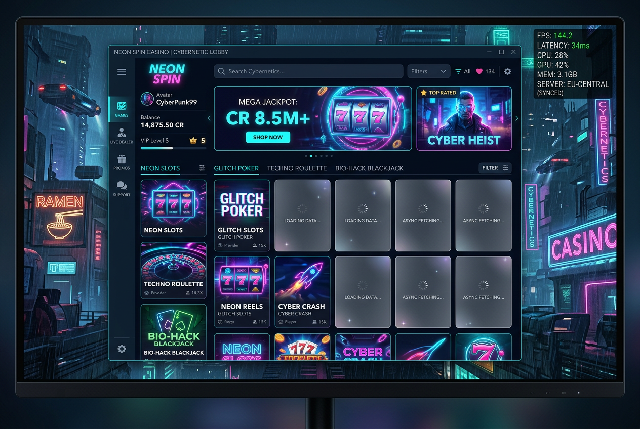 UI/UX analýza lobby moderního online kasina