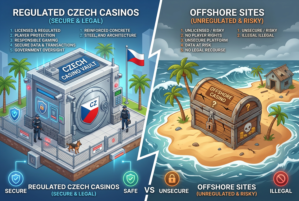 Srovnávací diagram českých licencí a offshore jurisdikcí